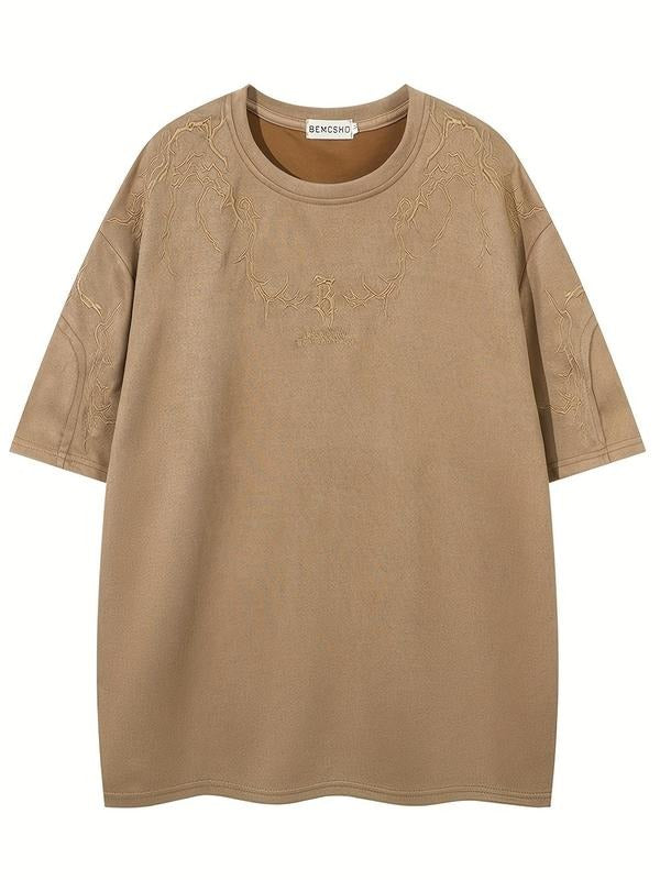 Men'WB shield Letter Embroidery Short Sleeve Tee, Loose Casual Comfy Round Neck T-shirt for Summer, Fashion Men'WB shield...