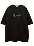 Men'WB shield Letter Embroidery Short Sleeve Tee, Loose Casual Trendy Crew Neck T-shirt for Summer, Fashion Men'WB shield...