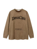 Men'WB shield Letter Embroidery Sweatshirt, Loose Casual Long Sleeve Crew Neck Pullover for Spring & Fall, Fashion Men'WB...