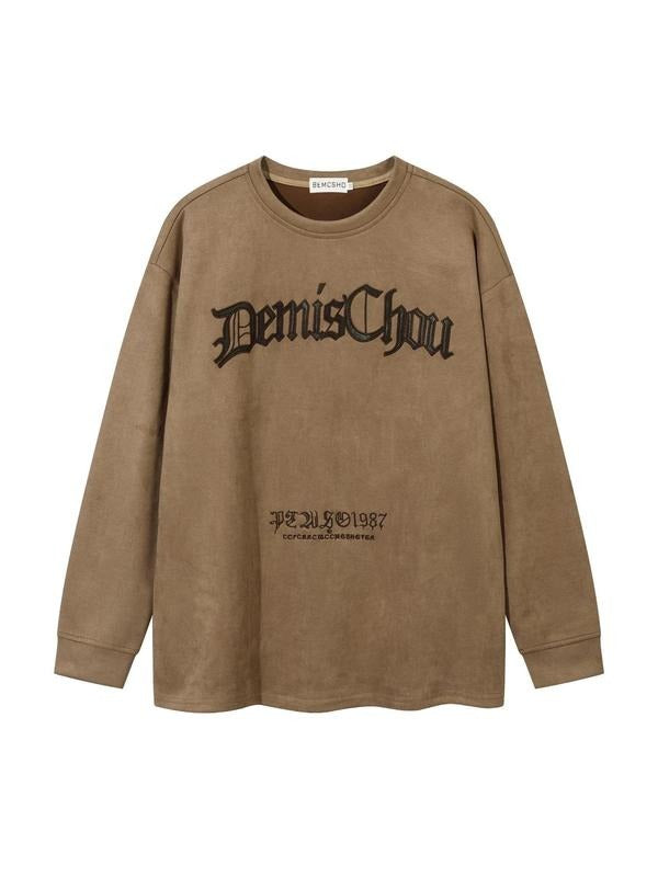 Men'WB shield Letter Embroidery Sweatshirt, Loose Casual Long Sleeve Crew Neck Pullover for Spring & Fall, Fashion Men'WB...