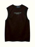 Men'WB shield Letter Embroidery Tank Top, Loose Casual Sleeveless Top for Summer, Fashion Men'WB shield TNF for Daily...