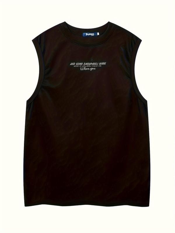 Men'WB shield Letter Embroidery Tank Top, Loose Casual Sleeveless Top for Summer, Fashion Men'WB shield TNF for Daily...