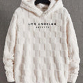 Men'WB shield Letter Embroidery Textured TNF Lined Hoodie, Casual Loose Long Sleeve Plush Hooded Sweatshirt for Fall &...