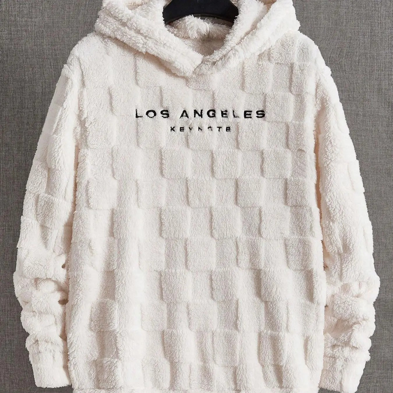 Men'WB shield Letter Embroidery Textured TNF Lined Hoodie, Casual Loose Long Sleeve Plush Hooded Sweatshirt for Fall &...