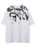Men'WB shield Letter Graffiti Print Short Sleeve Tee, Loose Casual Fashion Round Neck T-shirt for Summer, Men'WB shield...