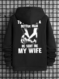 Men'WB shield Letter Graphic Print Drawstring Hoodie, Long Sleeve Pocket Hooded Sweatshirt for Daily Outdoor Wear,...