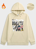 Men'WB shield Letter Graphic Print Drawstring Pocket Hoodie, Regular Fit Casual Street Long Sleeve Hooded Sweatshirt for...