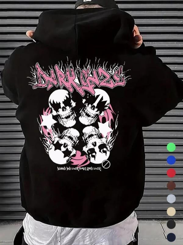 Men'WB shield Letter Graphic Print Drop Shoulder Hoodie, Fashion Casual Regular Fit Drawstring Pocket Hooded Sweatshirt...