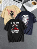 Men'WB shield Letter Graphic Print Round Neck Tee, Regular Fit Casual Short Sleeve T-shirt, Men'WB shield Summer Top for...
