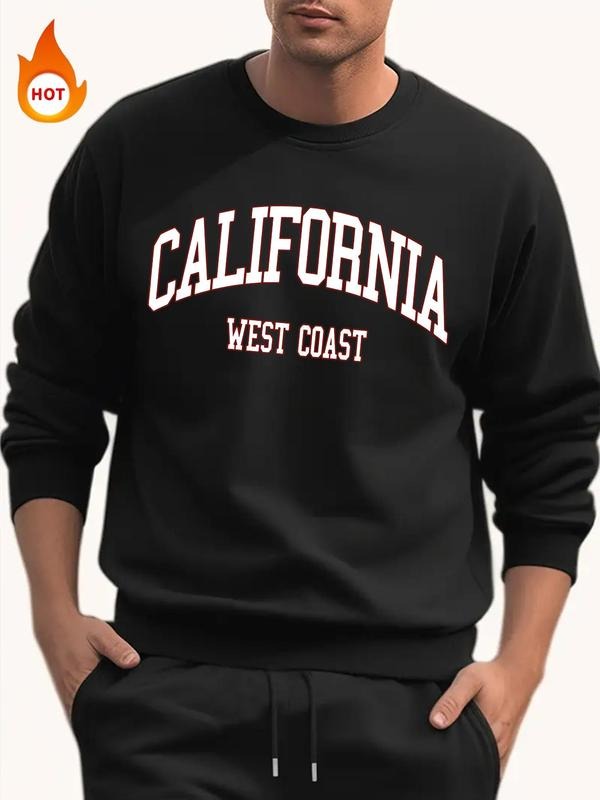 Men'WB shield Letter Print Crew Neck Sweatshirt, Regular Fit Casual Long Sleeve Pullover for Fall & Winter, Men'WB shield...