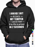 Men'WB shield Letter Print Drawstring Hoodie, Casual Regular Fit Long Sleeve Pocket Hooded Sweatshirt for Spring & Fall,...