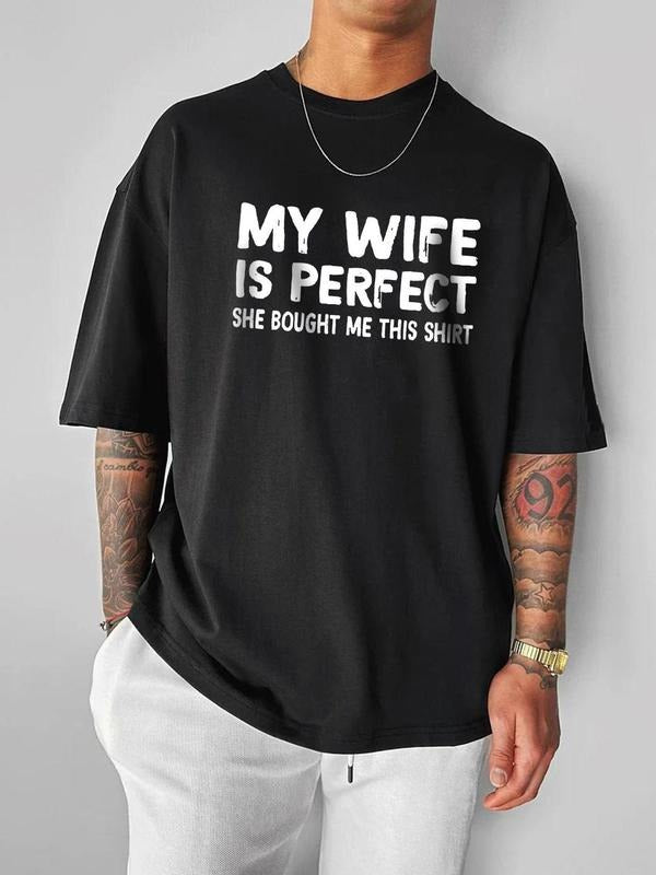 Men'WB shield Letter Print Drop Shoulder Crewneck Tee, Summer TNF, Regular Fit Half Sleeve Round Neck T-shirt for Summer,...