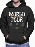 Men'WB shield Letter Print Drop Shoulder Drawstring Hoodie, Casual Comfy Regular Fit Kangaroo Pocket Long Sleeve Hooded...