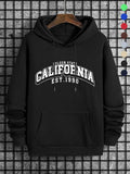 Men'WB shield Letter Print Drop Shoulder Hoodie, Fashion Casual Regular Fit Drawstring Pocket Hooded Sweatshirt for Daily...