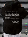 Men'WB shield Letter Print Drop Shoulder Hoodie, Fashion Casual Regular Fit Drawstring Pocket Hooded Sweatshirt for Daily...