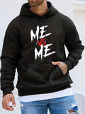 Men'WB shield Letter Print Drop Shoulder Hoodie, Fashion Casual Regular Fit Drawstring Pocket Hooded Sweatshirt for Daily...