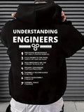 Men'WB shield Letter Print Drop Shoulder Hoodie, Regular Fit Casual Drawstring Pocket Hooded Sweatshirt for Daily Holiday...