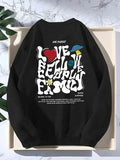Men'WB shield Letter Print Drop Shoulder Sweatshirt, Casual FOG Comfy Regular Fit Long Sleeve Round Neck Pullover for...