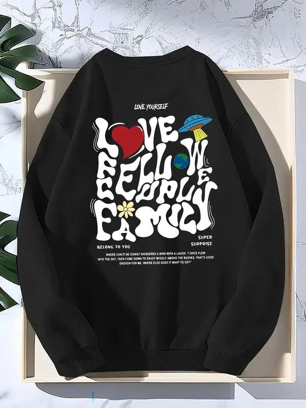 Men'WB shield Letter Print Drop Shoulder Sweatshirt, Casual FOG Comfy Regular Fit Long Sleeve Round Neck Pullover for...