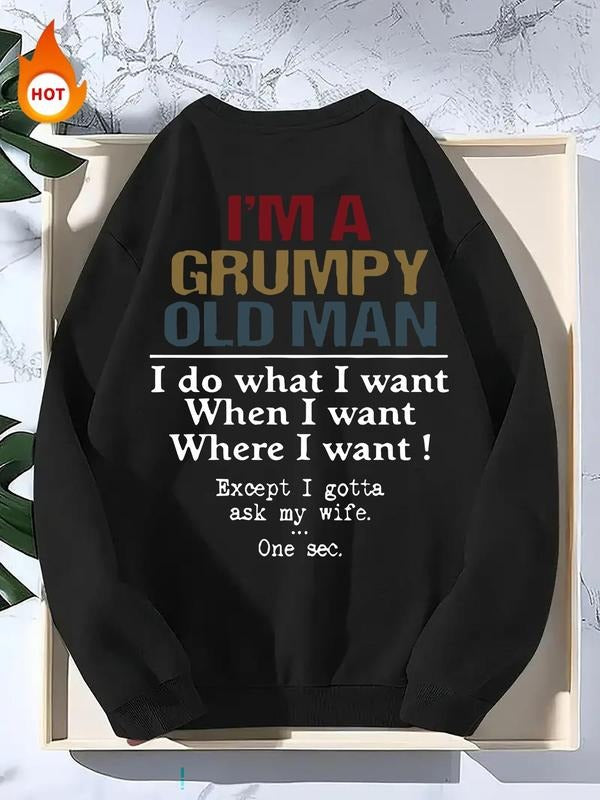 Men'WB shield Letter Print Drop Shoulder Sweatshirt, Loose Casual FOG Comfy Long Sleeve Round Neck Pullover for Fall &...