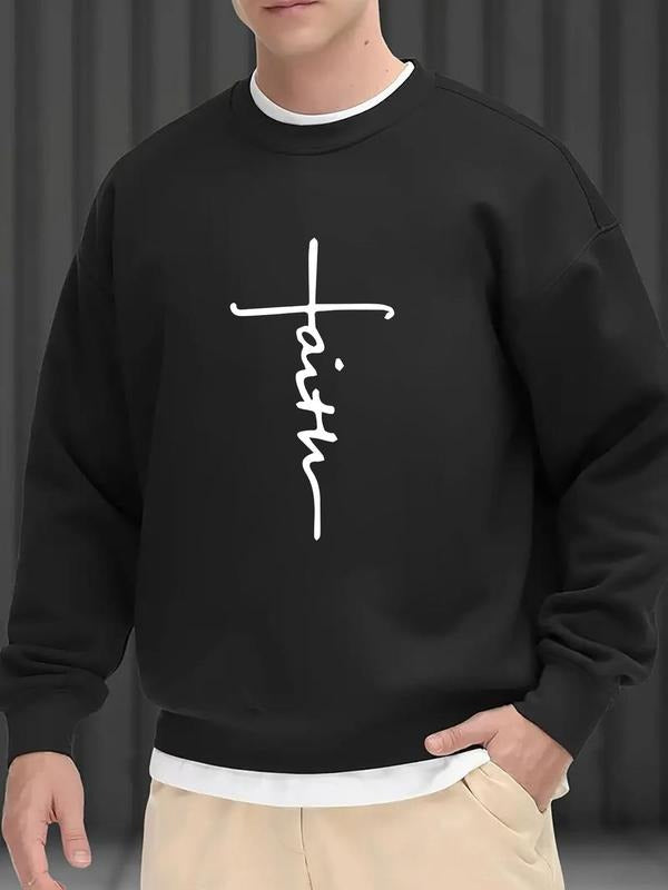 Men'WB shield Letter Print Drop Shoulder Sweatshirt, Regular Fit Casual FOG Comfy Long Sleeve Round Neck Pullover for...