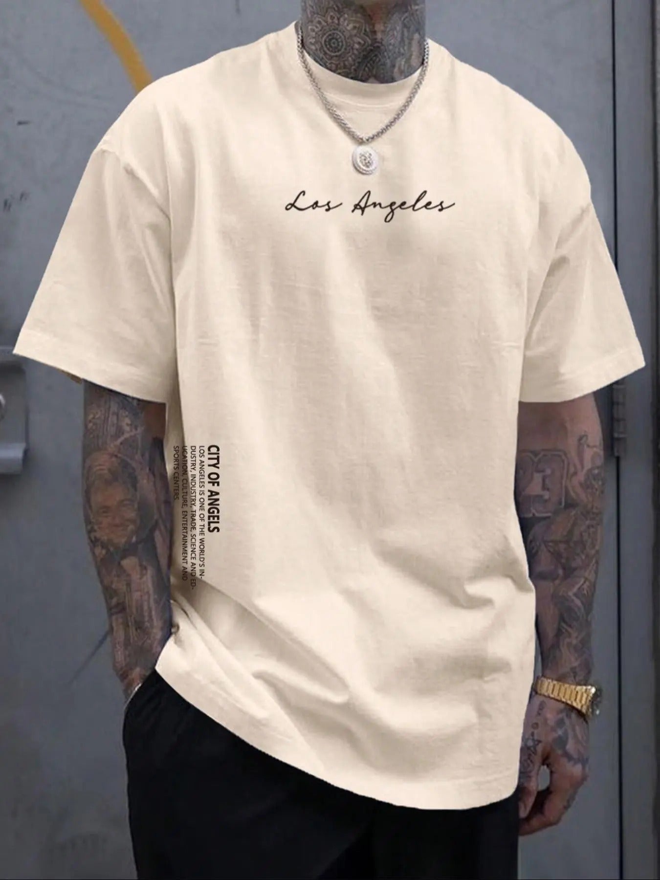 Men'WB shield Letter Print Drop Shoulder Tee, Regular Fit Casual Fashion Round Neck Half Sleeve T-shirt for Summer,...