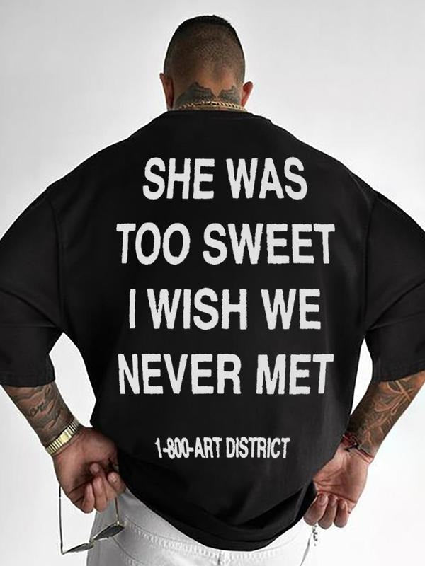 Men'WB shield Letter Print Drop Shoulder Tee, Summer TNF, Fashion Casual Regular Fit Crew Neck T-Shirt for Daily Holiday...