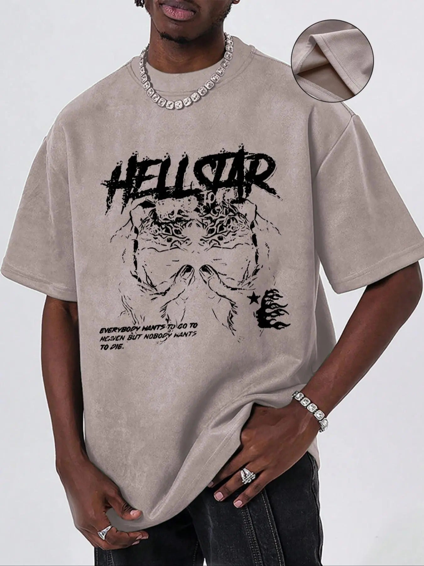 Men'WB shield Letter Print Graphic Round Neck Tee, Loose Casual Fashion FOG Comfy Short Sleeve T-shirt for Daily Wear,...