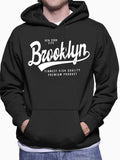 Men'WB shield Letter Print Pocket Drawstring Hoodie, Regular Fit Casual Drop Shoulder Long Sleeve Hooded Sweatshirt,...