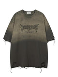 Men'WB shield Letter Print Ripped Tee, Loose Casual Fashion Short Sleeve T-shirt for Summer, Men'WB shield Top for Daily...