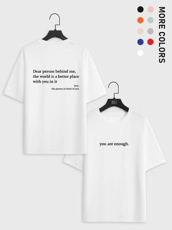 Men'WB shield Letter Print Round Neck Drop Shoulder Tee, Loose Casual Short Sleeve Crew Neck T-Shirt for Summer, Menswear...