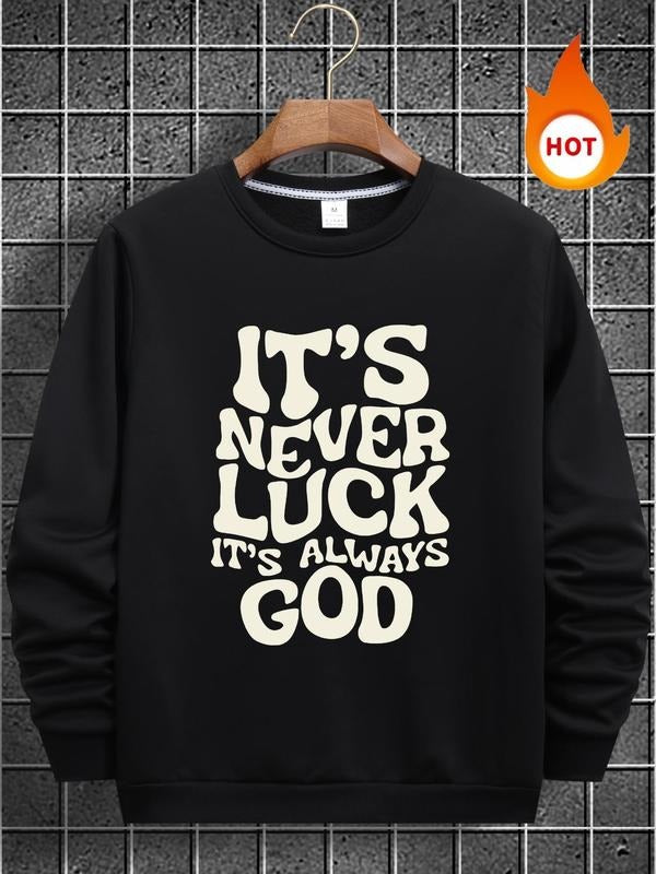 Men'WB shield Letter Print Round Neck Fleece Lined Sweatshirt, Regular Fit Casual Long Sleeve Crew Neck Pullover for Fall...