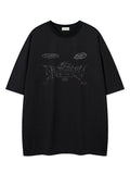 Men'WB shield Letter Print Round Neck Half Sleeve Tee, Loose Casual Comfy Mesh Breathable Quick Drying Crew Neck T-shirt...