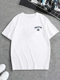 Men'WB shield Letter Print Round Neck Regular Sleeve Tee, Street Short Sleeve T-Shirt, Casual Crew Neck Top for Spring &...