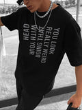 Men'WB shield Letter Print Round Neck Short Sleeve Tee, Regular Fit Casual Fashion Crew Neck T-shirt For Daily Wear,...