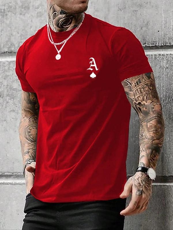 Men'WB shield Letter Print Round Neck Tee Summer TNF, Regular Fit Casual FOG Comfy Short Sleeve T-shirt For Summer,...