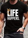 Men'WB shield Letter Print Round Neck Tee, Casual Regular Fit Short Sleeve T-shirt for Summer, Comfy Breathable Men'WB...
