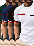 Men'WB shield Letter Print Round Neck Tee, Casual Short Sleeve T-shirt for Summer, Regular Fit Menswear for Daily Wear...