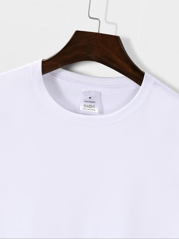Men'WB shield Letter Print Round Neck Tee, Loose Casual Short Sleeve Crew Neck T-Shirt for Summer, Fashion Men'WB shield...