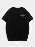 Men'WB shield Letter Print Round Neck Tee, Loose Casual Short Sleeve Crew Neck T-shirt for Summer, Fashion Men'WB shield...