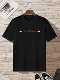 Men'WB shield Letter Print Round Neck Tee, Loose Crew Neck Short Sleeve T-shirt, Casual Summer TNF for Daily Wear Hoodie,...