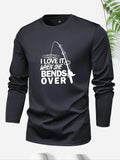 Men'WB shield Letter Print Round Neck Tee, Regular Fit Casual Long Sleeve Crew Neck T-Shirt for Spiky hair fighters...