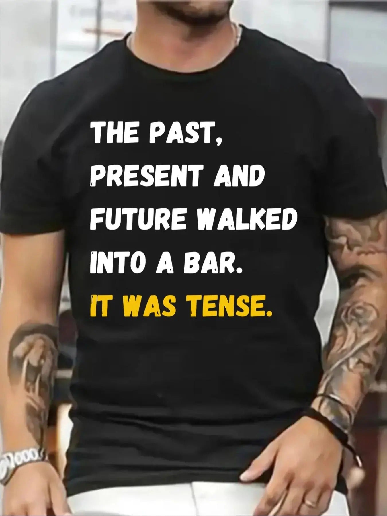 Men'WB shield Letter Print Round Neck Tee, Regular Fit Casual Short Sleeve Graphic T-Shirt for Summer, Fashion Comfy...