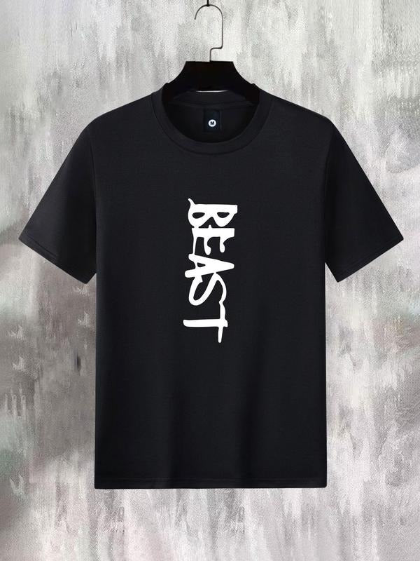 Men'WB shield Letter Print Round Neck Tee, Summer TNF, Regular Fit Crew Neck Short Sleeve T-Shirt for Daily Wear, Casual...