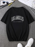 Men'WB shield Letter Print Round Neck Tee, Summer TNF, Regular Fit Short Sleeve Crew Neck T-Shirt for Daily Wear, Casual...