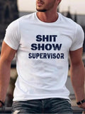 Men'WB shield Letter Print Round Neck Tee, Summer TNF, Regular Fit Short Sleeve T-Shirt, Casual Crew Neck Tee Shirts for...
