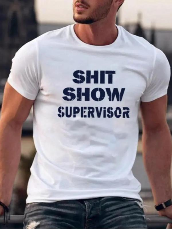 Men'WB shield Letter Print Round Neck Tee, Summer TNF, Regular Fit Short Sleeve T-Shirt, Casual Crew Neck Tee Shirts for...