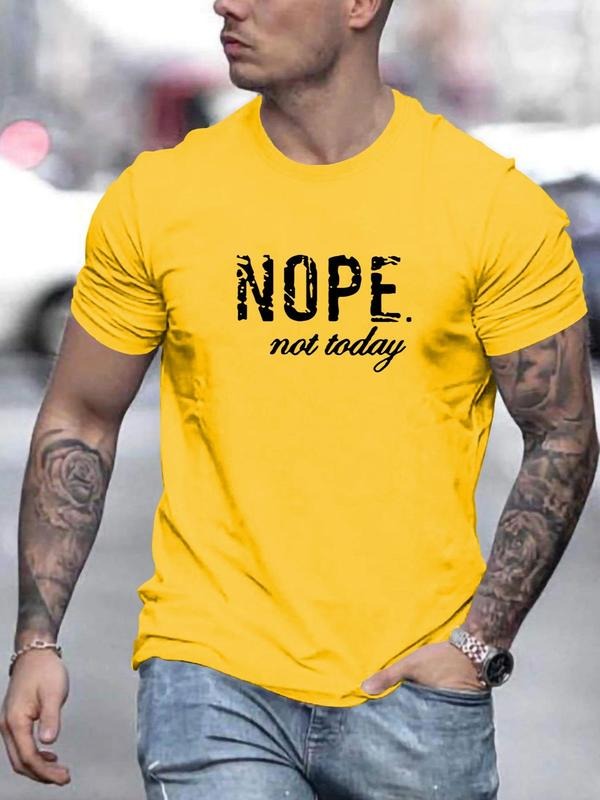 Men'WB shield Letter Print Round Neck Tee, Summer TNF, Regular Fit Short Sleeve T-shirt for Summer, Fashion Menswear,...