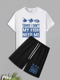 Men'WB shield Letter Print Short Sleeve Tee & Shorts Straw hat pirates Set, Regular Fit Crew Neck T-shirt & Shorts,...
