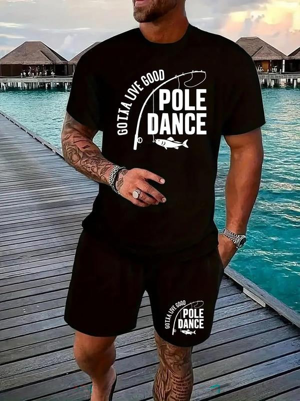 Men'WB shield Letter Print Short Sleeve Tee & Shorts Straw hat pirates Set, Regular Fit Round Neck T-shirt & Shorts,...